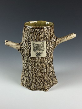 mei 0010 fox & hare bark vase