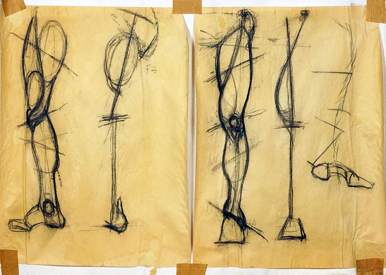 Peter Cox, Linear Sketches of the Leg (2)
2017, charcoal on paper
