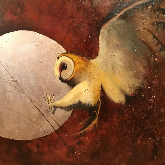Shannon Troxler, Moon Shadow
2019, oil and silver & 22 karat gold on wood panel
