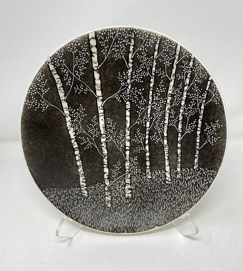 Claudia  Whitten, B&W Aspen Plate - Large
kilnformed glass