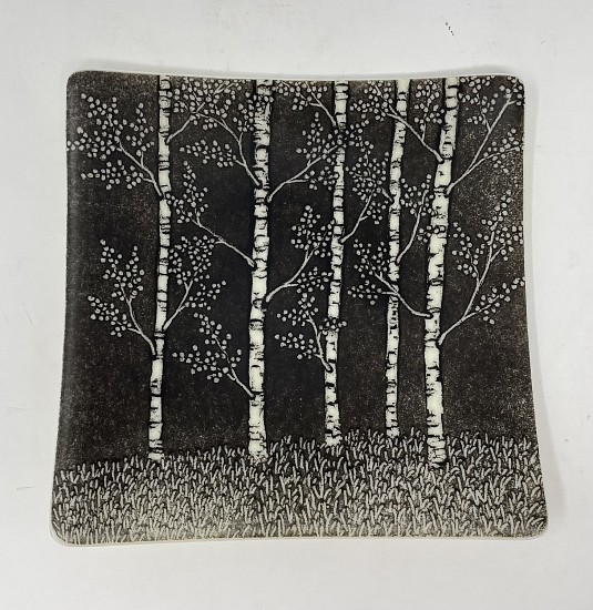 Claudia  Whitten, B&W Aspen Square Plate - Medium
kilnformed glass