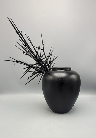 Noah Schuerman, Thorn Form/Black Vessel with Thorn
2020, Black walnut wood, Locust thorns, black paint
