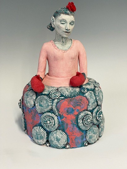 Mary Frances Dondelinger, Protector of the Oceans
2022, stoneware, glaze, stencils and gold luster