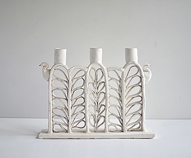 Maggie Jaszczak, Long Candle Holder With Swans
2021, ceramic earthenware