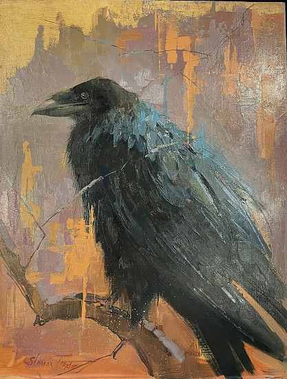 Shannon Troxler, Raven in Tangerine and Cobalt
oil and cold wax on panel