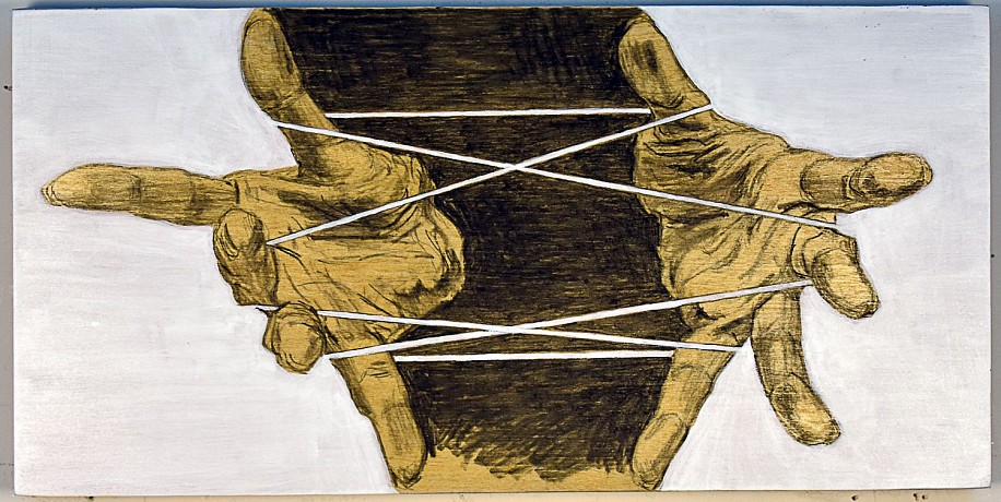 Mary Farrell, Cat's Cradle
2022, shellac, conte, acrylic on wood panel