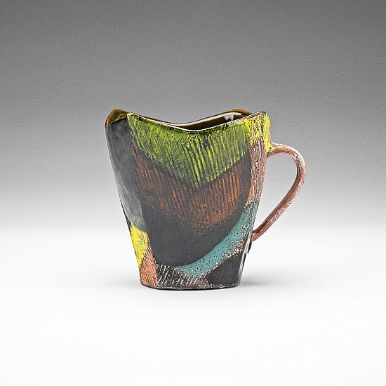 Andrew Avakian, Mug
2022, terra cotta, slips, underglaze, glaze, sandblasted