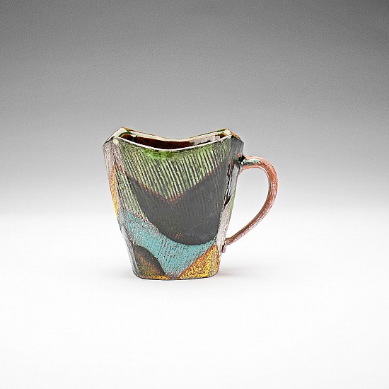 Andrew Avakian, Mug
2022, terra cotta, slips, underglaze, glaze, sandblasted