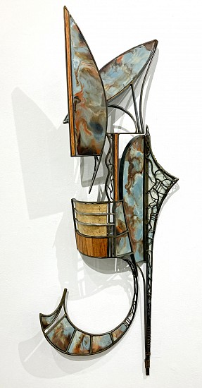 Michael Horswill, Rolling Sky
2023, wood, steel, encaustic, fabric, rawhide, copper