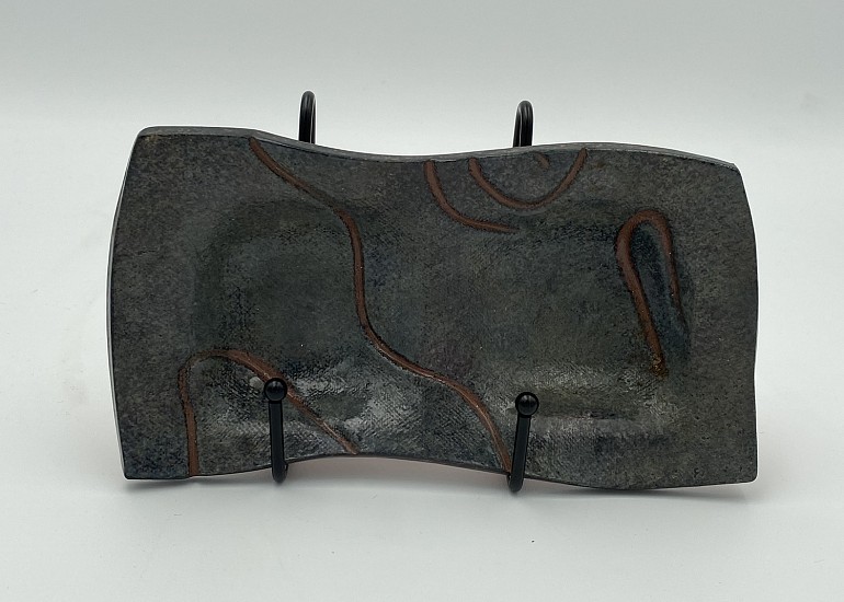 David Hutchens, Dark Gray 2 Pocket Dish Signed
2001, ceramic