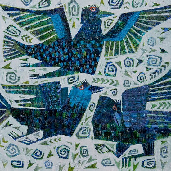 Shelle Lindholm, Caw! Caw! Caw!
2024, acrylic on panel