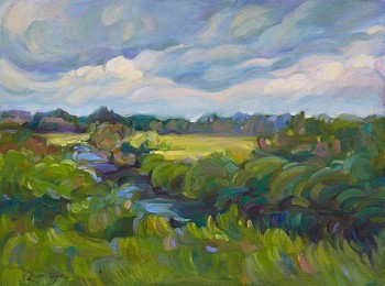 marsh impressions 18x24in oil on board