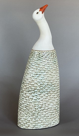 Susan Mattson, Snow Goose
2023, earthenware, oxides, gold leaf, underglazes