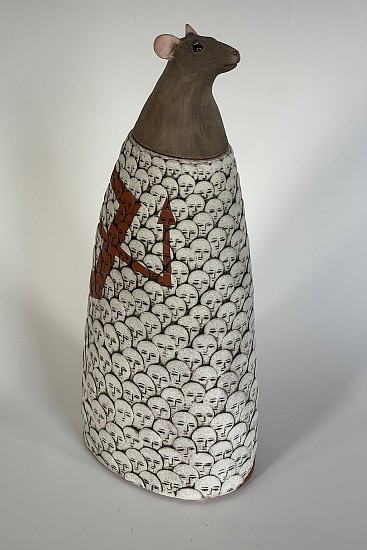 Susan Mattson, Getting to the Point
2024, earthenware, oxides, gold leaf, underglazes