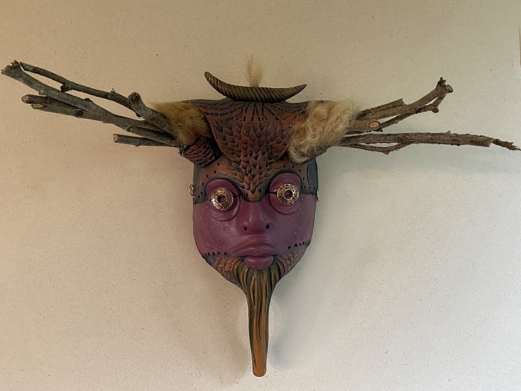 Chris Bivins, Plume
2020, ceramic, found objects, wood, fur, copper