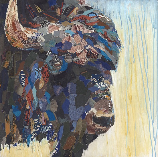 Jacquie Masterson, Bryson the Bison
2024, paper collage on a wood panel