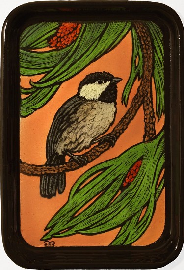 Sheila Evans, Chickadee-Dee-Dee
2016, enamel on steel tray