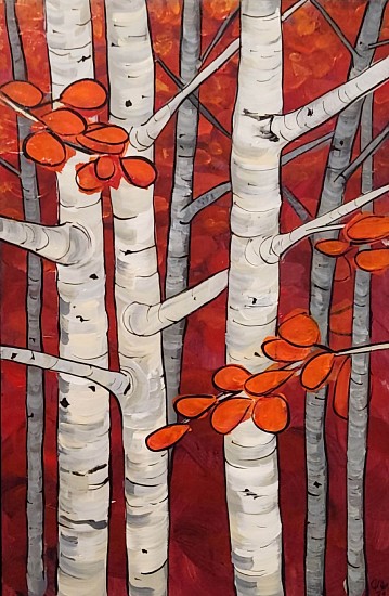 Joel Stehr, Birch In Red
2024, acrylic on wood