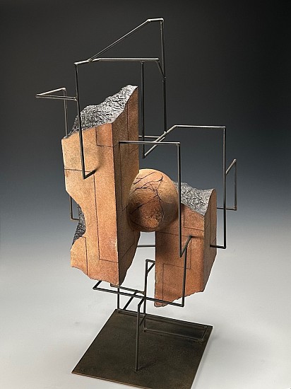 Chris Kelsey
wood fired stoneware, graphite, steel