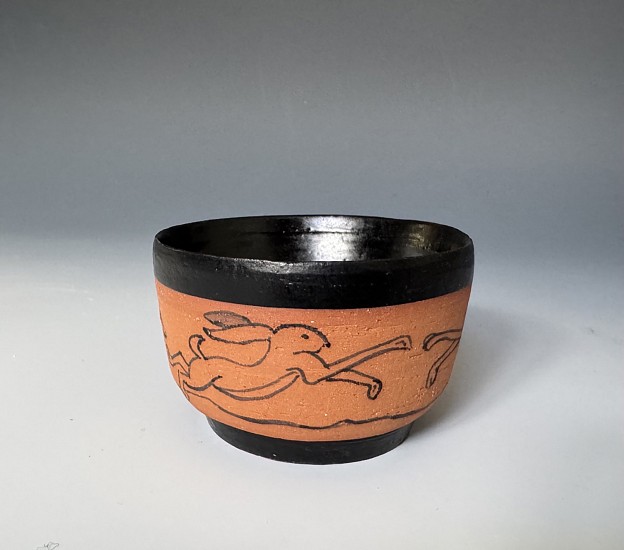 Mary Frances Dondelinger, Small Cup - Fighting Hares
clay