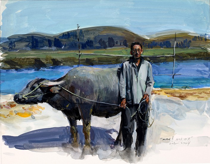 Wilson Ong, Man & His Ox
2024, gouache