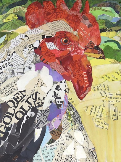 Jacquie Masterson, Rodney the Rooster
2023, paper collage on a wood panel