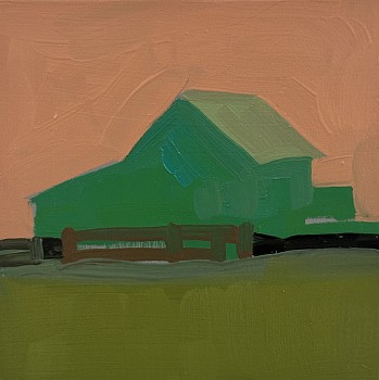 mile 0054 green barn pink sky
