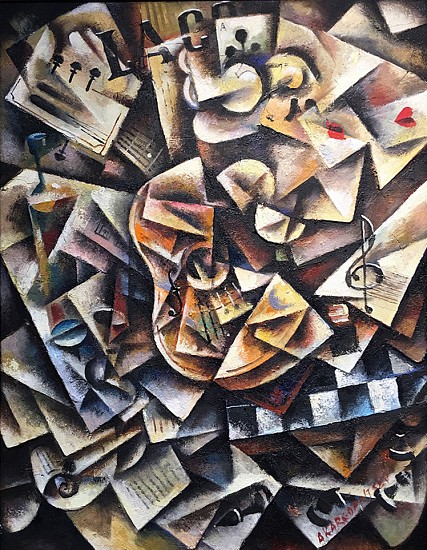 Aleksandr Kargopoltsev, Still life with guitar
2024, Oil, canvas on board