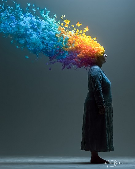 Mike Baker, Where The Weight Breaks Open
2025, A.I. Generated Print on Metal